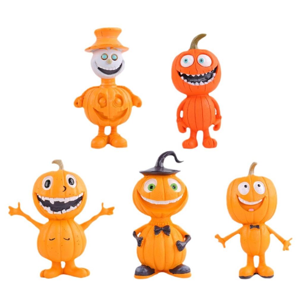 Decorative Knick-knacks Cartoon Pumpkin Man Statue Cute Figurine Resin Crafts for Halloween Decoration Evenements Kids Gift