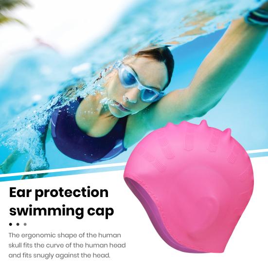 Шапочка для плавания, защита ушей, шапочка для плавания, эргономичный дизайн, высокая эластичность, приятная для кожи, полная защита, шапочка для плавания с длинными волосами
