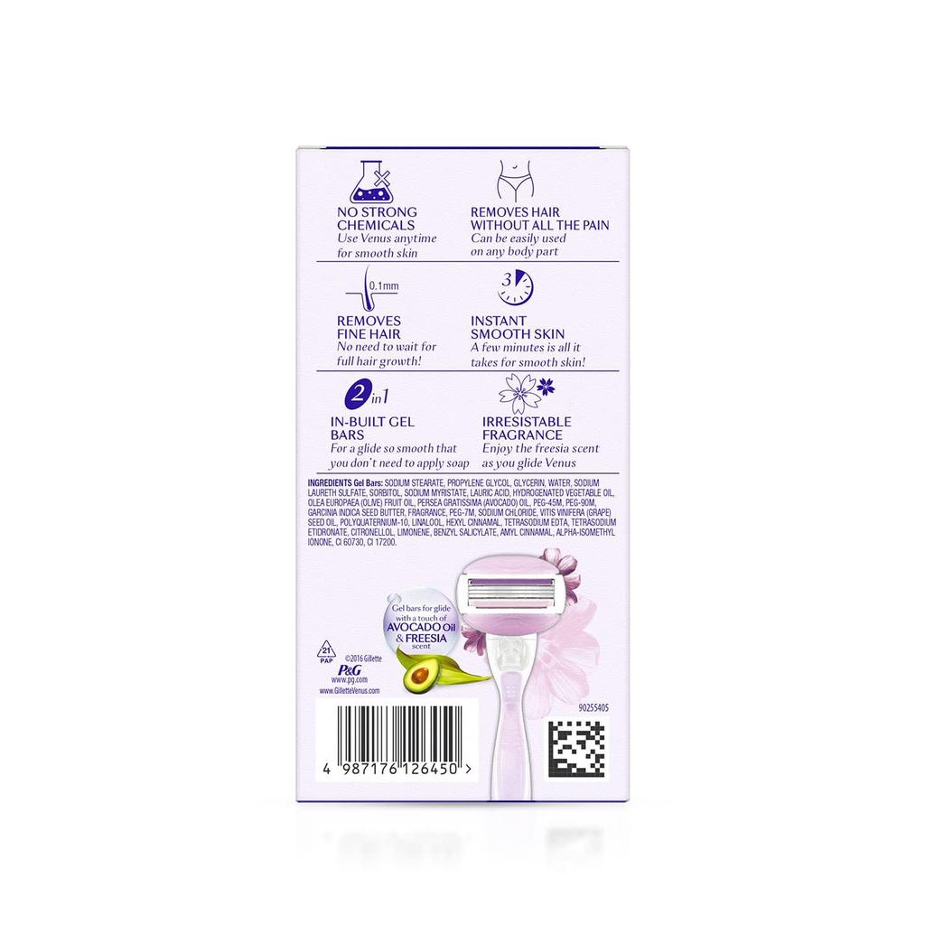 Gillette Venus Comfort glide Бритва для удаления волос для женщин с маслом авокадо и маслом для тела, аромат фрезии, 1 шт.