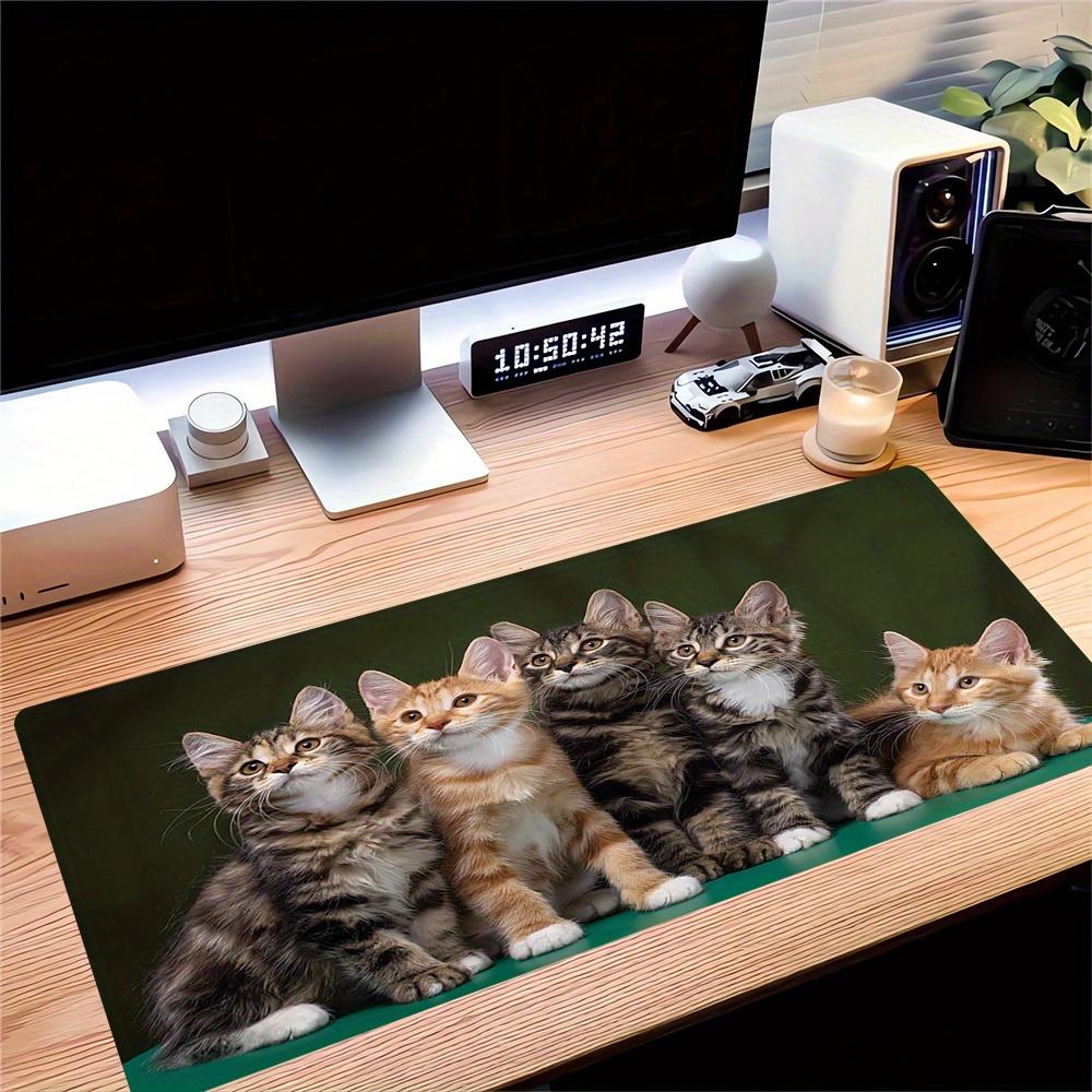 1pc Large Gaming Mouse Pad, UV Reactive Non-Slip Desk Mat, Washable PolyesterCate, Feline, AdorableComputer Pad with Vibrant Game Machine Pr