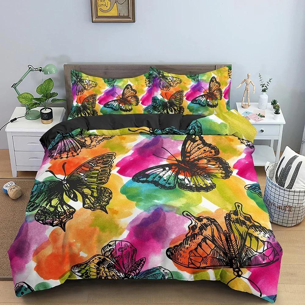 New 3D Print Butterfly Comfortable Duvet Quilt Cover Pillowcase Bedding Set Children Bedroom Decoration Home Textile