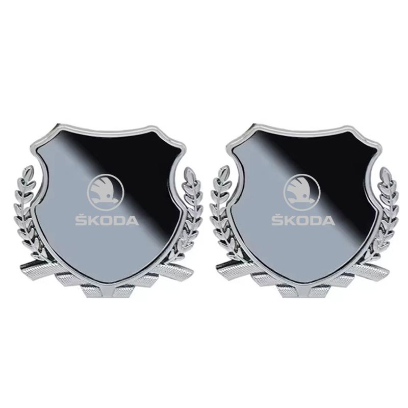 JKFB8 Zinc Alloy Car Logo Side Fender Emblem Body Window Badge for Skoda Superb Fabia Octavia Laura Rapid Yeti Karoq Kodiaq Scala