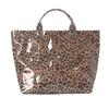 Glossy Striped Tote Bag PVC Handbag Stylish Waterproof Large Capacity Checkered Leopard Print