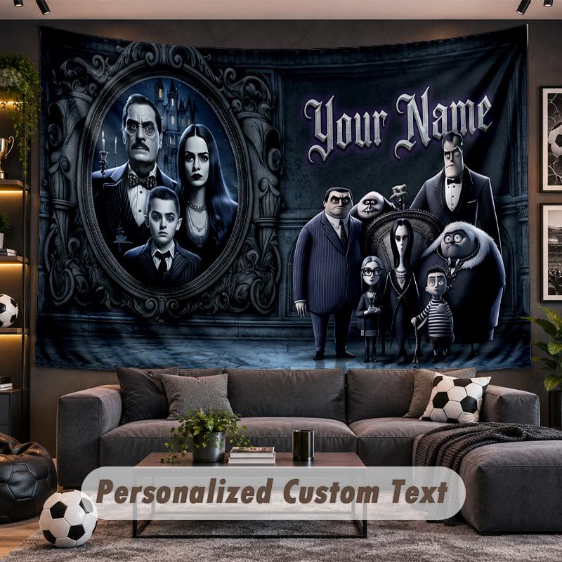 The Addams Family Personalized Tapestry Support Custom Name, Wall Art Home Decoration