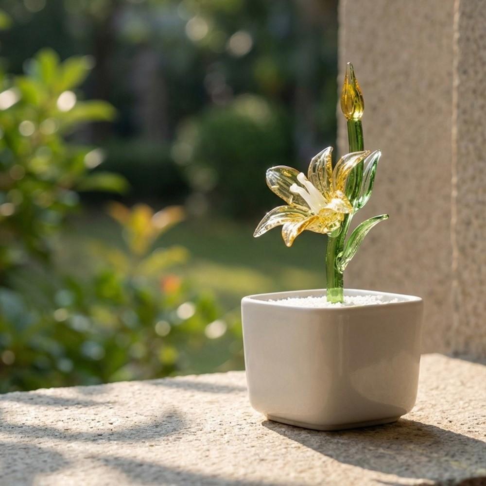 with Flowerpot Glass Flower Bouquet Mini Glass Flower Decor Wedding Decoration