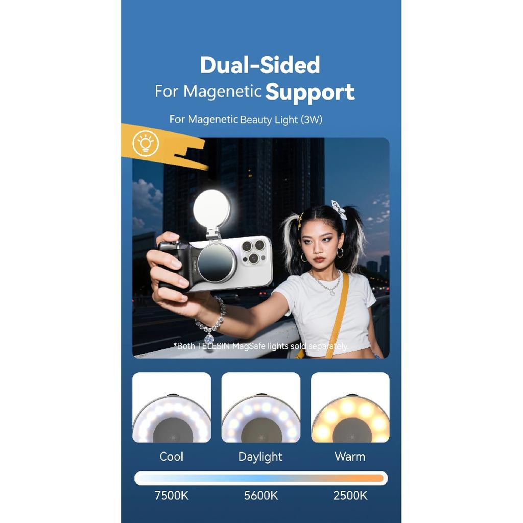 TELESIN Magnetic Phone Camera Shoot Hand Grip Phone Holder Shooting Aid Remote Control Handle for Smart Phone iPhone Android