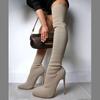 Fashion Autumn Over The Knee Boots Stiletto High Heel Slip On  Black Retro Sexy Bota Feminina 2024 Big Size Women's Boots Stretch Boots