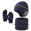 Fashion Ear Protection Knitted Wool Hat Outdoor Cycling Warm Hat Scarf Gloves Three-piece Men's Set