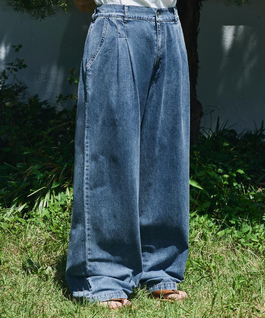 SIGNATURE All Day Cool Half-Banding Like Linen Denim Pants [Light Indigo]