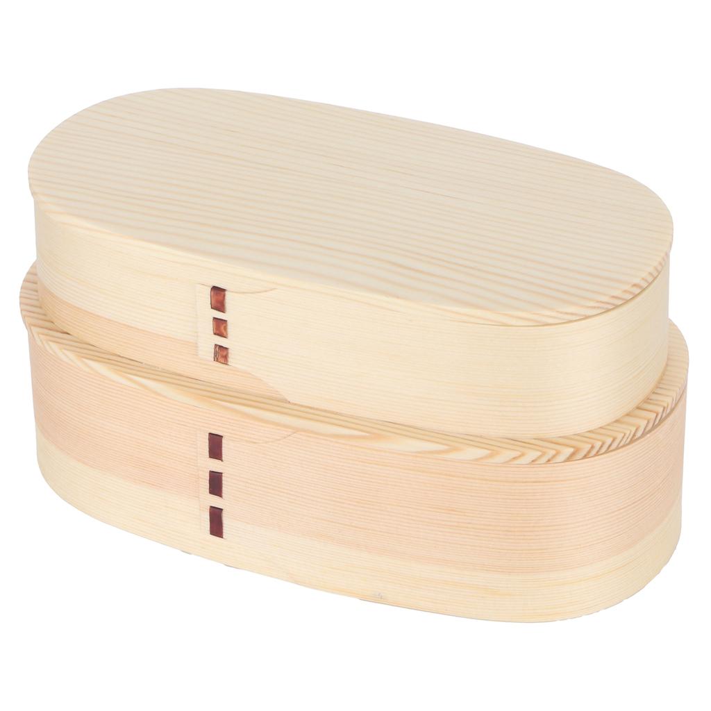 Lunch Box Set Japanese   Wooden Food Storage Container for Students Workers 19x10x9.5cm