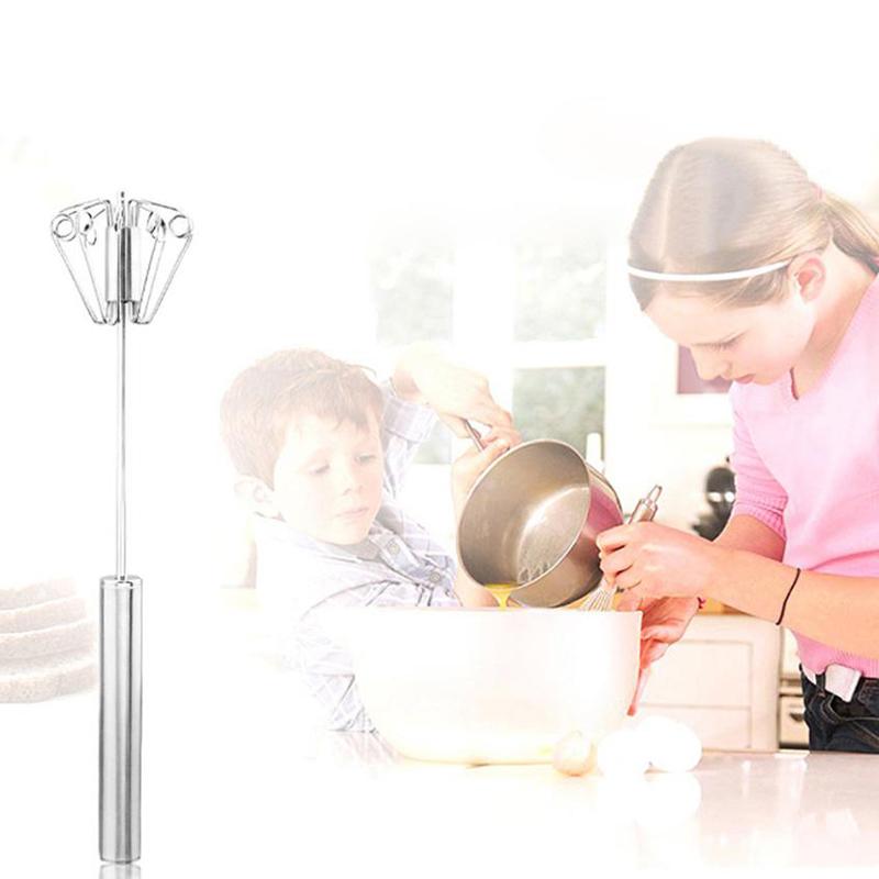 Полуавтоматический миксер для взбивания яиц, самовращающийся венчик из нержавеющей стали, ручной блендер
