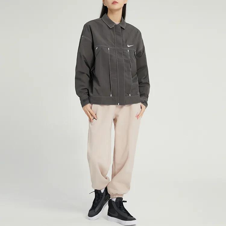 Nike Women's Zip-Up Long-Sleeve Woven Jacket Gray (Unisex) Jackets FD9929 261