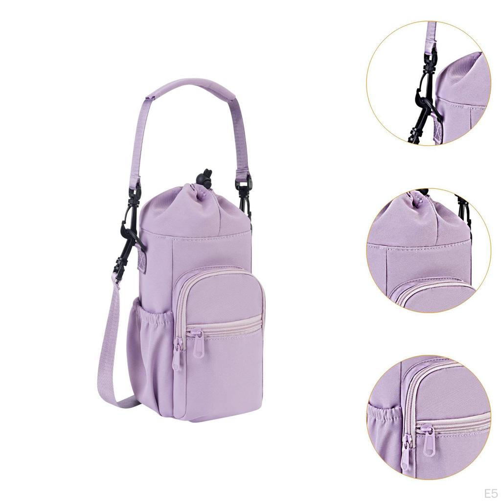 Сумка-переноска для бутылок с водой, регулируемый плечевой ремень для мужчин и женщин с карманом на молнии