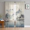 Landscape Tree Watercolor Sheer Curtains For Living Room Kitchen Window Curtains Bedroom Tulle Voile Curtains