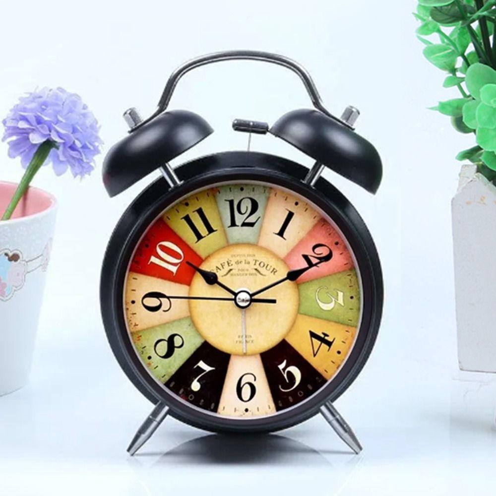 Plastic. Vintage Retro Alarm Clock Small Table Desk Quartz Clock Bedroom Living Room