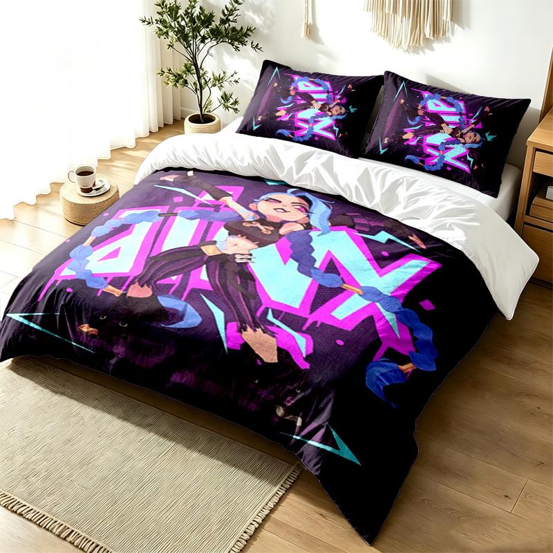 Jinx 3pc Duvet Cover Set Simple Modern Bedding Set Wrinkle Resistant Soft Fabric All Season Use a perfect gift