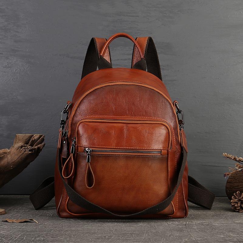 Винтажный натертый вручную первый слой коровьей кожи рюкзак большой емкости многослойный коровья кожа рюкзак для поездок на работу может быть одно плечо сумка