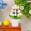 Easter Egg Ornament Easter Egg Bonsai Tree Low Maintenance Artificial Eggs Plants Desktop Easter Decoration Multicolor Potted Easter Ornament
