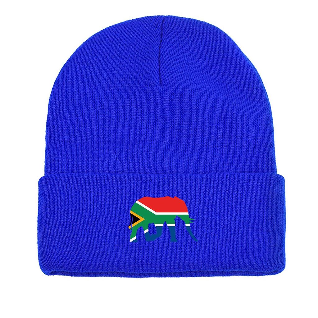 Зимняя вязаная шапка с изображением слона и флага ЮАР, патриотическая мужская шапка, ветрозащитная, напускная, стильная вязаная шапка-капюшон, шапка-капюшон