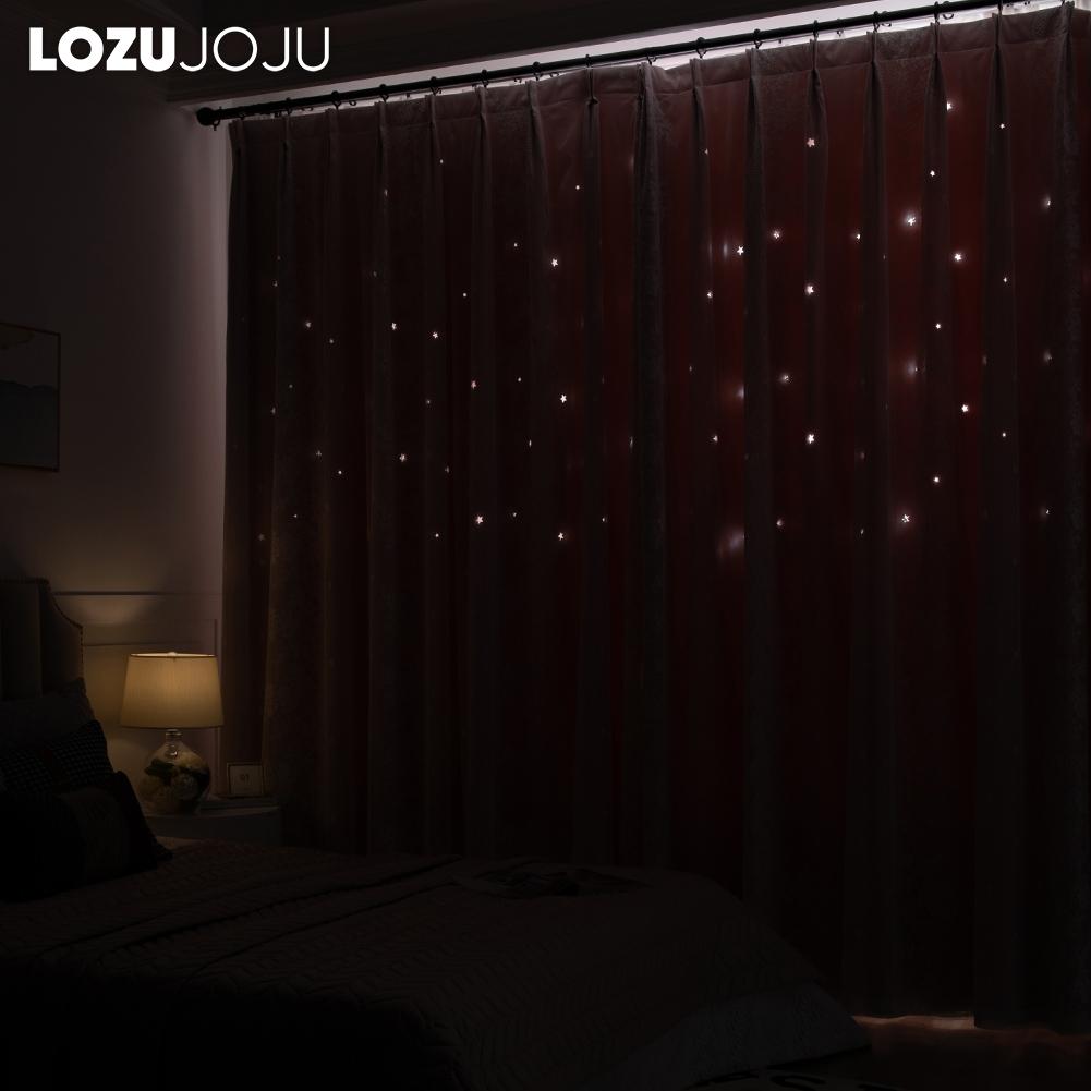 Комплект штор LOZUJOJU Hollow Star Blackout и кружевных прозрачных штор, интегрированная газовая штора и штора для гостиной, спальни, домашнего декора