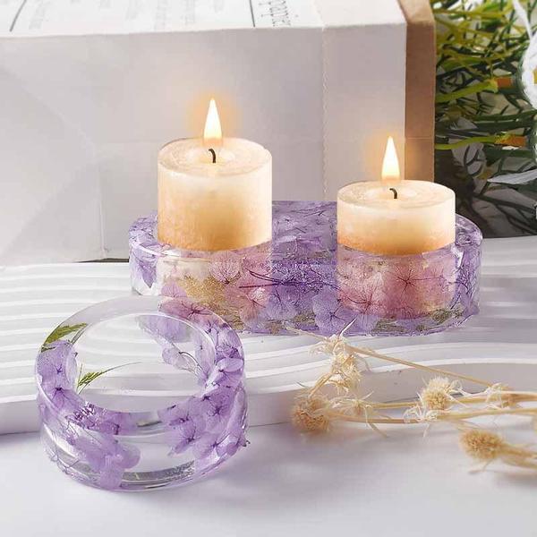 Round Candle Holder Silicone Mold Cement Candlestick Mould DIY Plaster Epoxy Resin Handicraft Molds Home Dinner Decor
