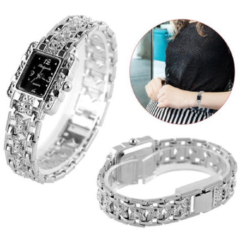 Элегантные женские часы в римском стиле с блестящими акцентами и браслетом из сплава