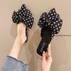 Fashion Oversize Bowtie Mule Shoes Women Fashion Pointed Toe Stripe Wave Slip-on Sandals Ladies Luxury Satin Silk Outdoor Flat Slippers