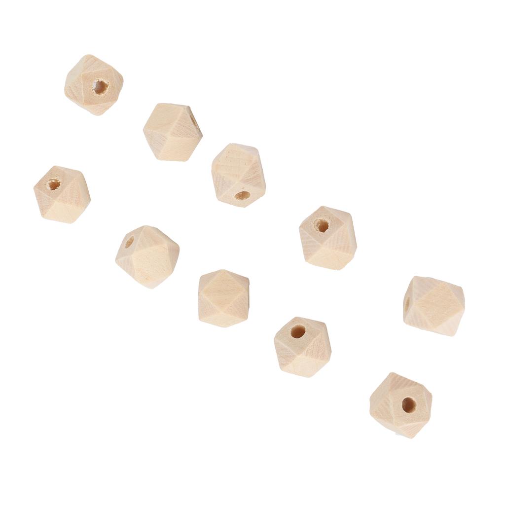100Pcs Octagonal Wood Beads DIY HandMade Necklaces Keychains Jewelry Accessory Materials