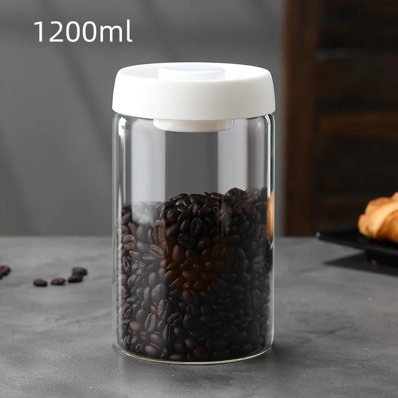 Transparent High Borosilicate Glass Airtight Canisters Various Sizes Household Coffee Storage Jars One-Click Damp-Proof Holders