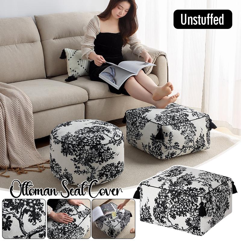 1PC Unstuffed Ottoman Futon Seat Cover Printing Country Pastoral Style Cushion Cover Luxury Cotton Footstool Lazy Futon Case