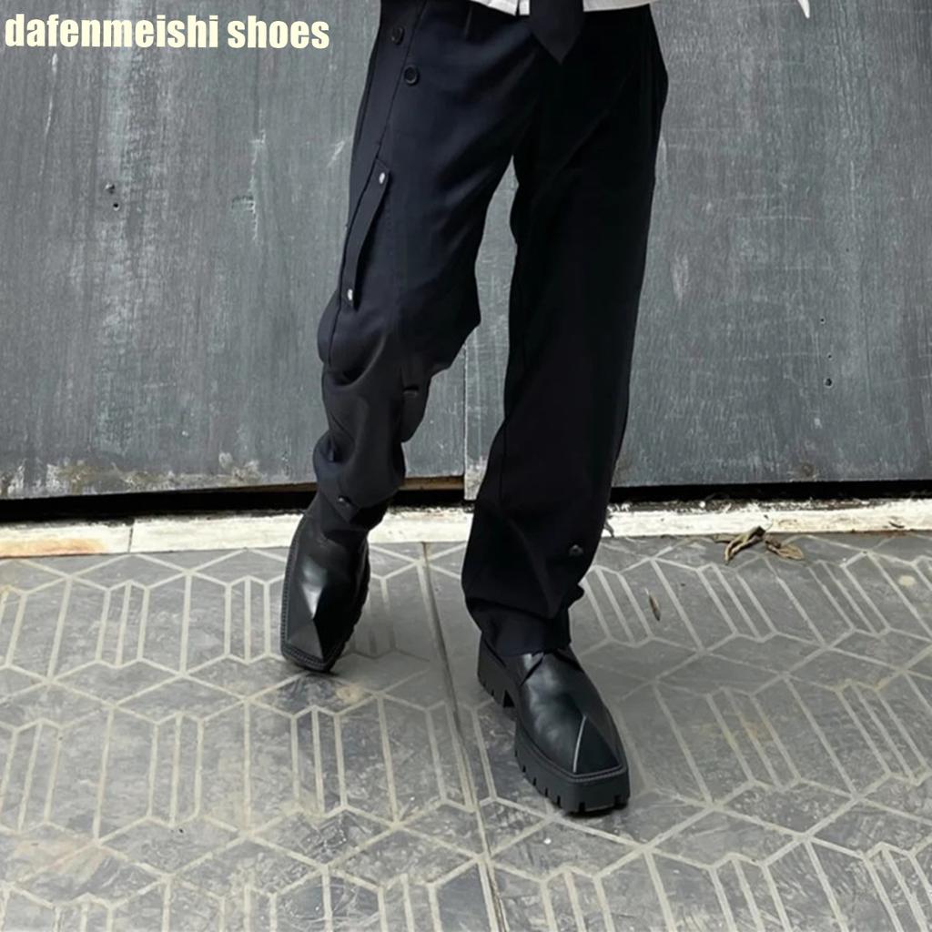 Модная обувь на платформе «рог носорога» из натуральной кожи для женщин, черные туфли на шнуровке с квадратным носком, модная обувь 2025, новая модель, туфли дерби