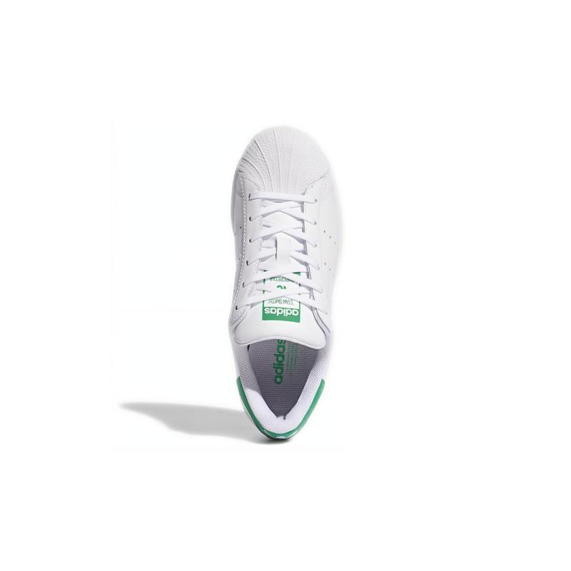 adidas Оригинальные STAN SMITH Нескользящие Низкие Детские Скейтбордические Кроссовки Ярко-зеленая Пятка Подростковые Кроссовки FX1014
