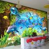3D Wallpaper Modern Dolphins Fishes Cartoon Kids Bedroom Murals Living Room Background Wall Painting