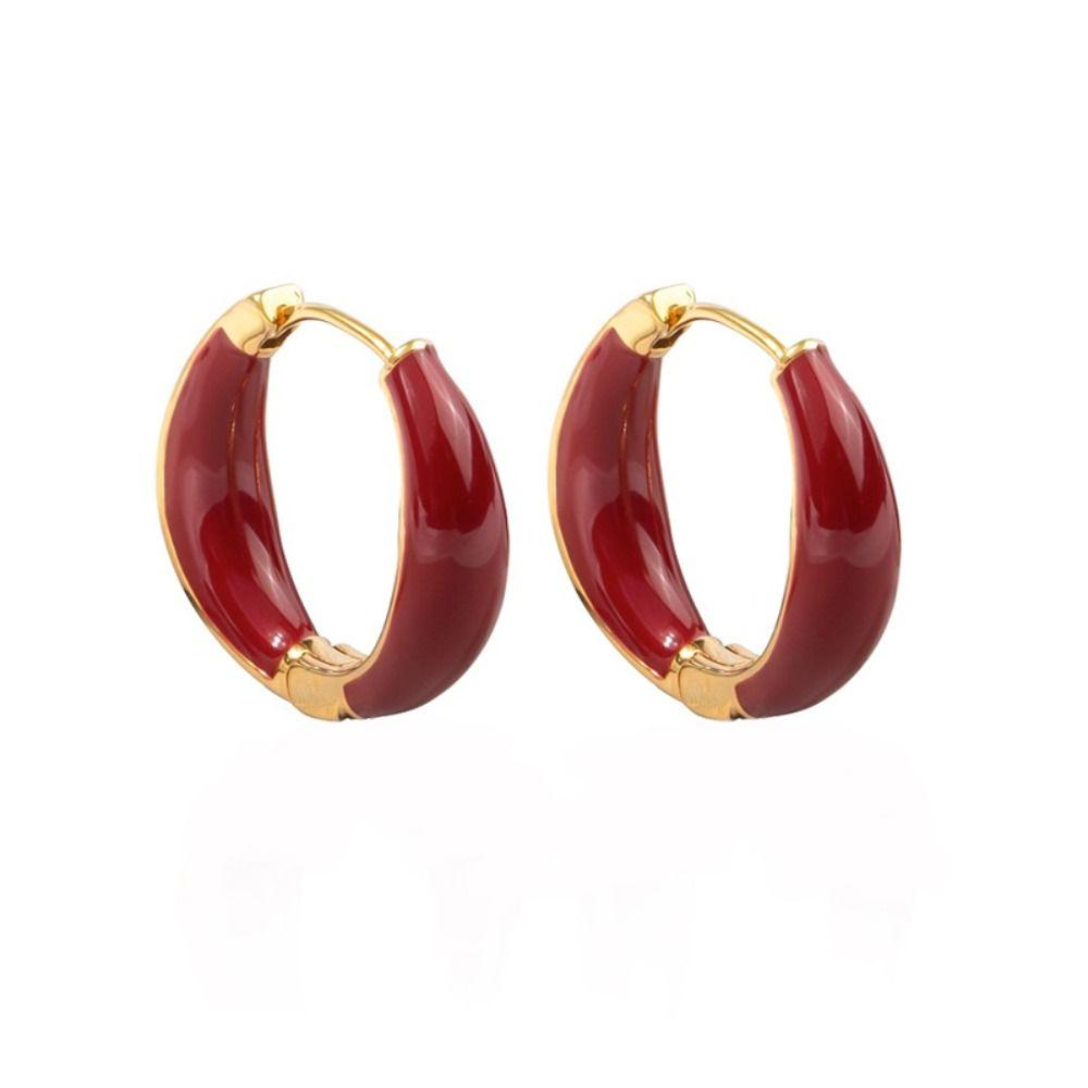 Exquisite Zinc Zinc Alloy Circle Women Jewelry Hoop Ear Buckle Korean Style Earrings Enamel Oil Drop Earrings