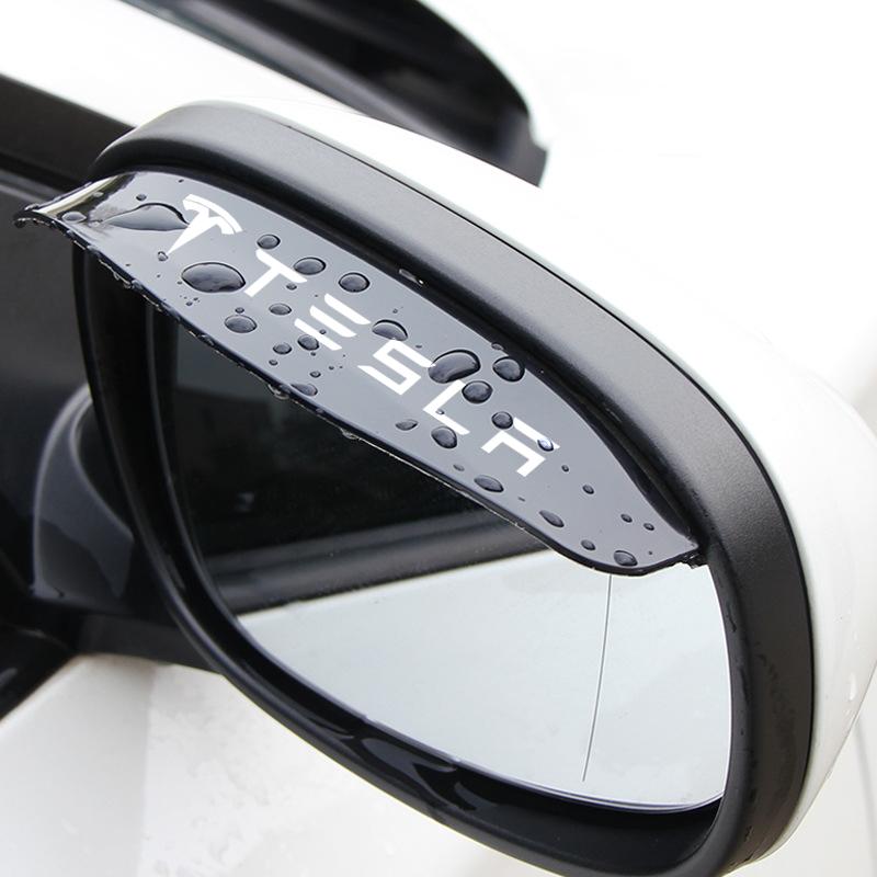 2 шт. Боковые зеркала заднего вида автомобиля Дождевая накладка Солнцезащитный козырек Защита-бровь Для Tesla Model 3 S X Y Style Roadster Invader Coil Mod WYE K80