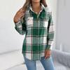Women's Casual Plaid Fake Pocket Long-sleeved Woolen Mid-length Coat