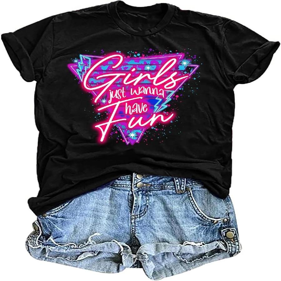 Рубашки 80-х для женщин 80-е Неоновая Музыкальная Графическая Футболка Хип-Хоп Наряды для Вечеринки 80-х Девочки Я Люблю 80-е Футболка