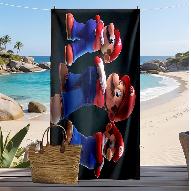 Mario Printed Beach Towel Quick Dry Soft TowelPortable Large Rectangular Beach Blanket for Travel Swimming Pool