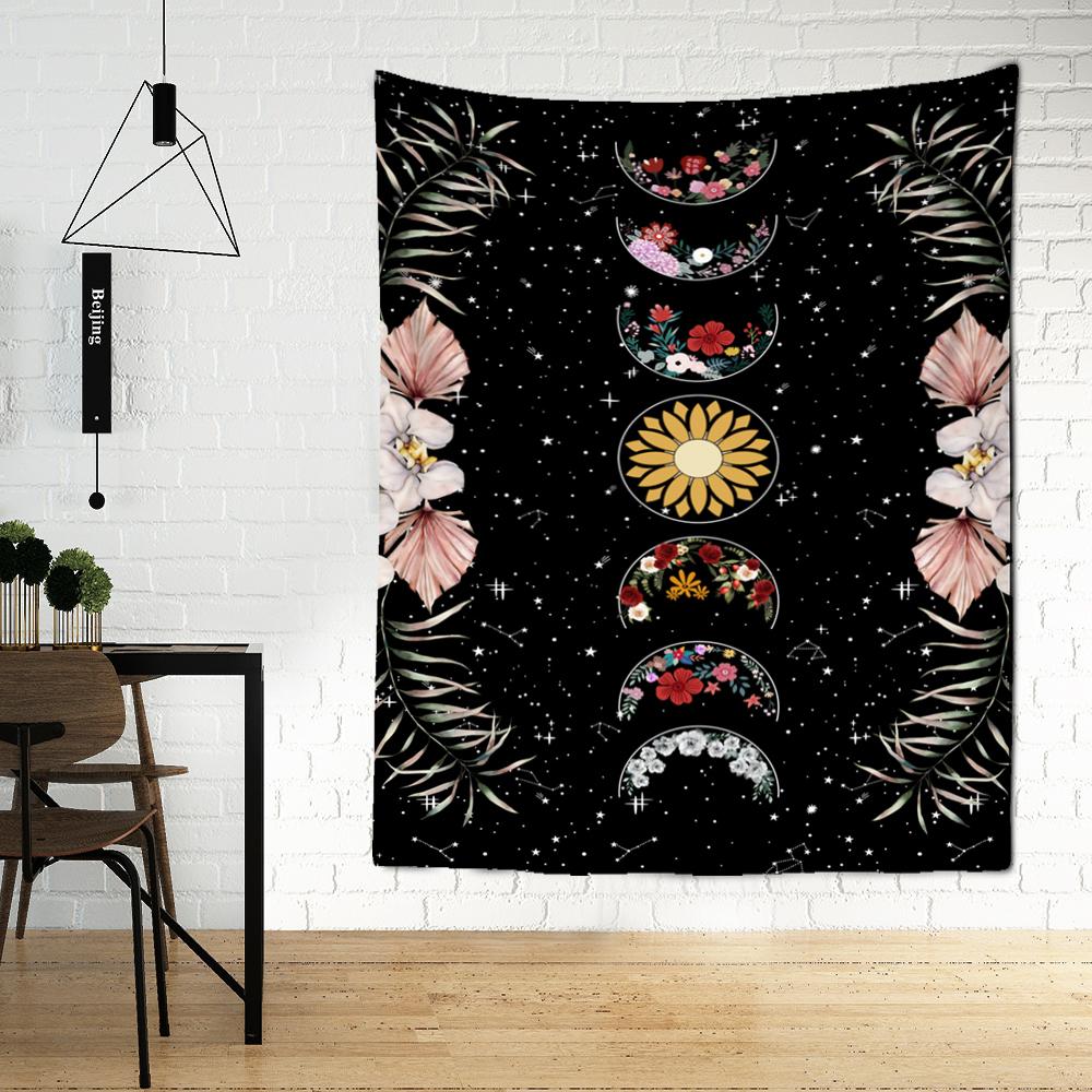Фаза Луны Цветочный Гобелен Настенный Психоделический Колдовство Богемный Стиль Хиппи Тапиз Домашний Декор