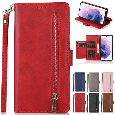 Кожаный кошелек на молнии с откидной крышкой для Samsung Galaxy S24 S23 S22 Ultra S21 FE S20 Plus A12 A13 A14 A33 A34 A54 A52 A53 A72 A73