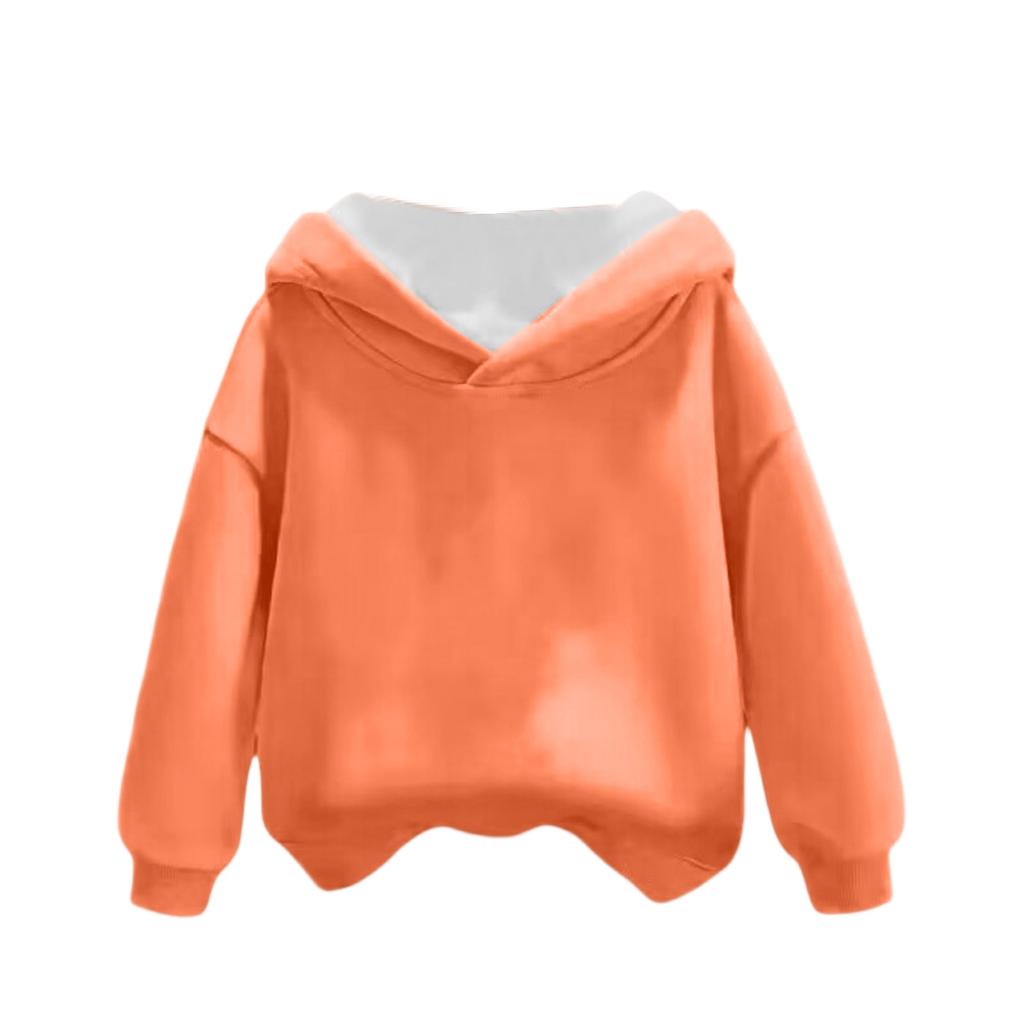 Children's Boys And Girls Fashionable Solid Color Pullover Casual Round Neck Hooded Sweatshirt Plus Fleece Sweatshirt