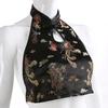 Женские топы Cheongsam, традиционный традиционный китайский дракон с вышивкой, открытая спина, Холтер, винтажный вечерний укороченный топ с запахом, жилет