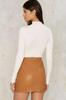 Handmade Women's Casual Brown Genuine Lambskin Leather Formal Party Wear Skirt