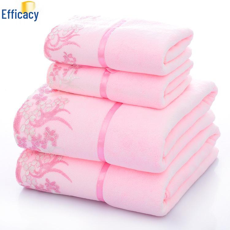 Мягкие, Впитывающие Банные Полотенца из Микрофибры с Кружевной Отделкой - Набор из Двух Штук, Гипоаллергенные