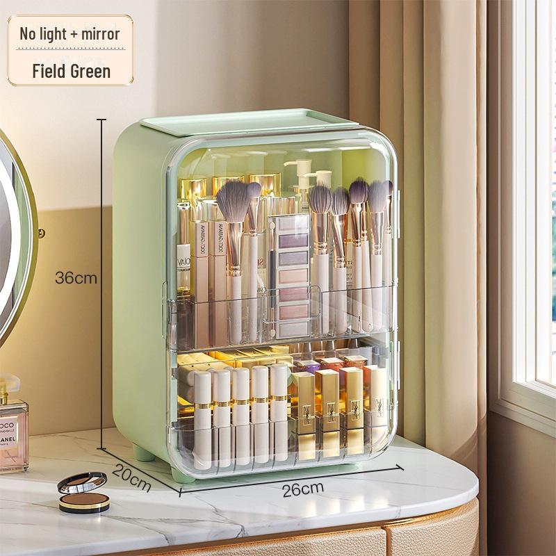 Вместительный пылезащитный ящик для хранения косметики с зеркалом для туалетного столика.