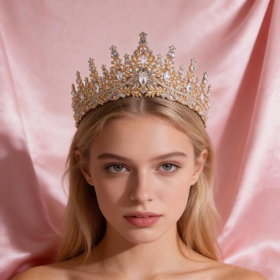 Женская Корона Искрящиеся Стразы Инкрустированная Свадебная Диадема Надежная Фиксация Легкая Корона Принцессы с Изогнутыми Концами Шпильки Аксессуары для Волос