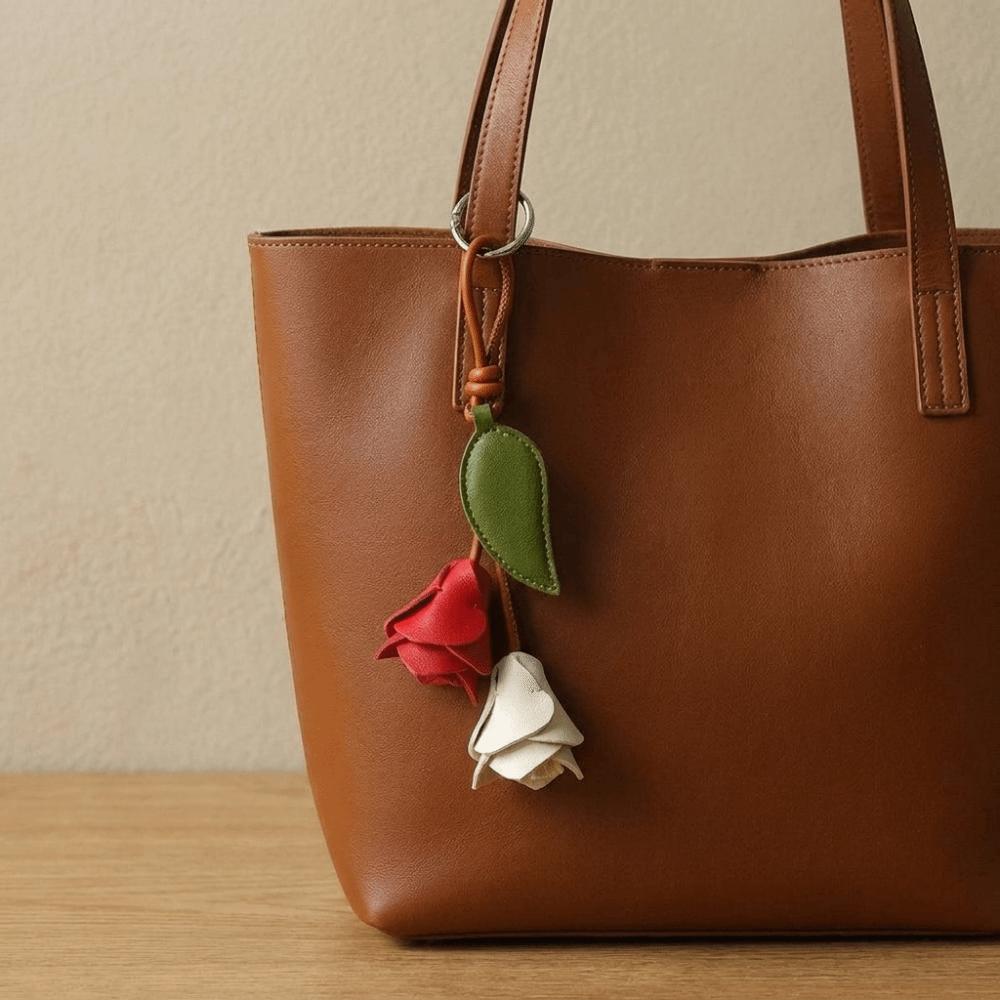 Colorful Pu Flower Keychain Leather Bag Charm Creative Tulip Bag Pendant Bag Accessory