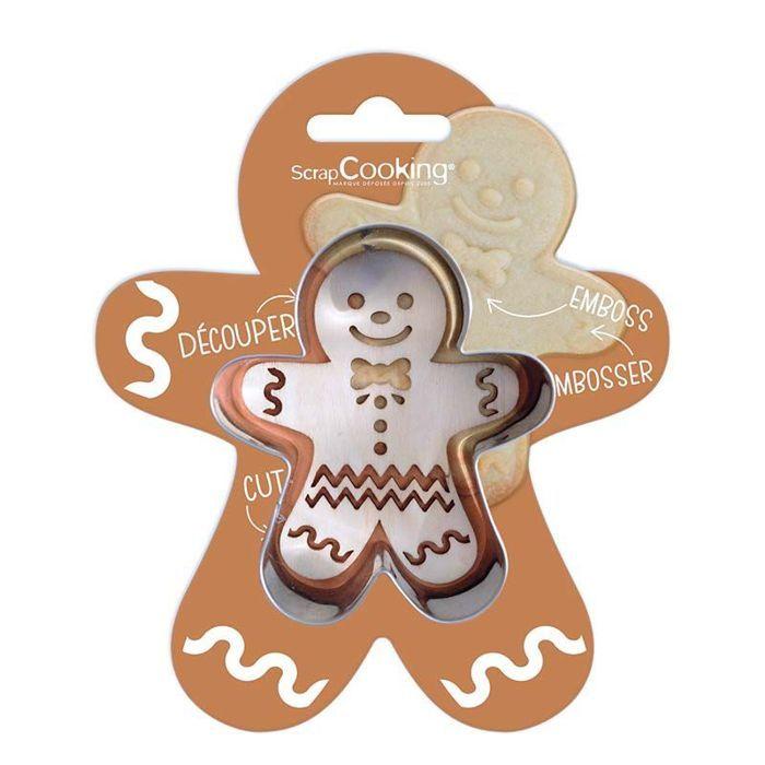 Wooden Cookie Cutter and Embosser Kit - SCRAPCOOKING - Ginger Shape (gingerbread Man)