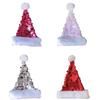 Glittering Big Sequined Christmas Santa Caps with Furry Trim Formal Event Hat Festival Props Hat for Holiday Gathering