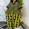 Oversized Women V Neck Half Batwing Sleeve Polka Dots Print Casual Loose Maxi Dress